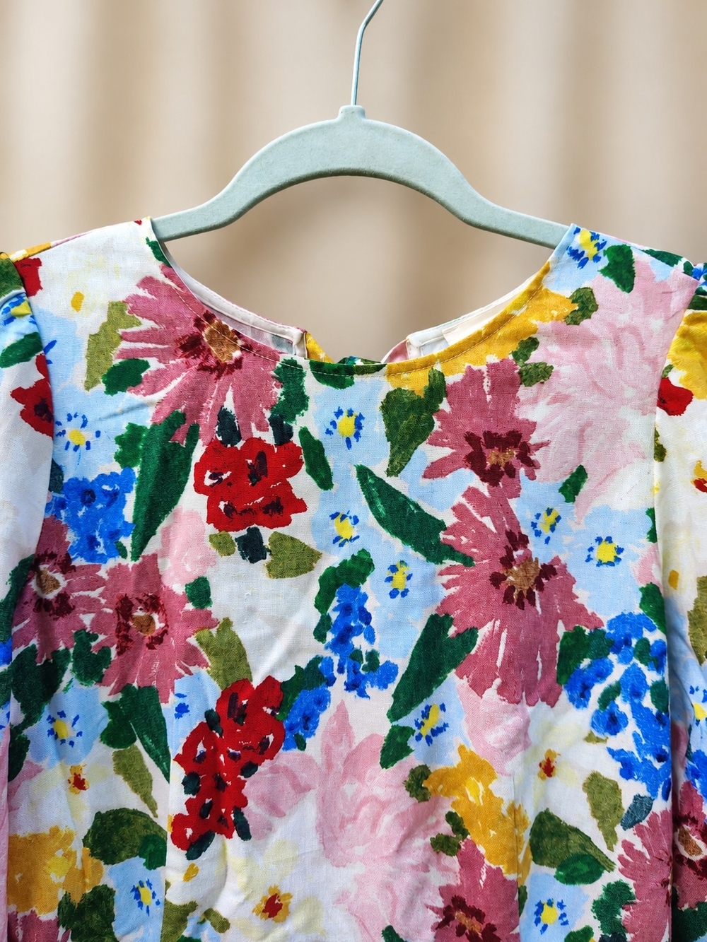 Sezane Jiana Dress Linen Blend Italy Floral Open Back Puff Sleeve Midi Luxury 4 - Picture 5 of 11